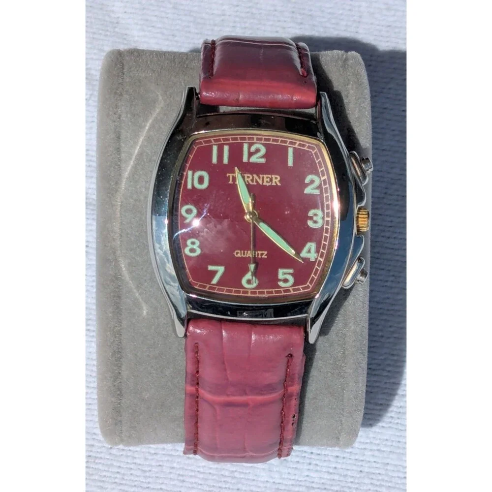 Bijoux Terner Womens Red Dial Leather Strap Quartz Watch (with NEW BATTERY)